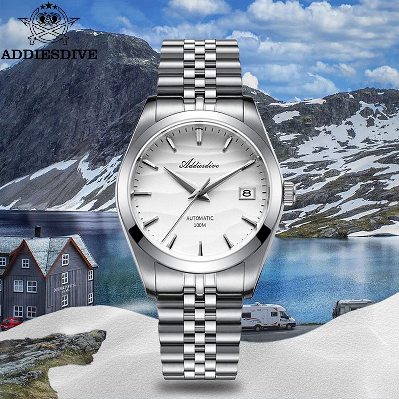 ADDIESDIVE Stainless Steel Diving Men's Sport Automatic Watch 100m Waterproof Mechanical Watches Luxury AD2059 Man reloj hombre