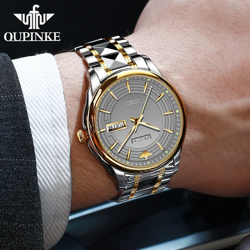 OUPINKE 3170 Classic Men's Watches Imported Japan Automatic Movement Mechanical High end Wristwatch Dual Calendar Display 3