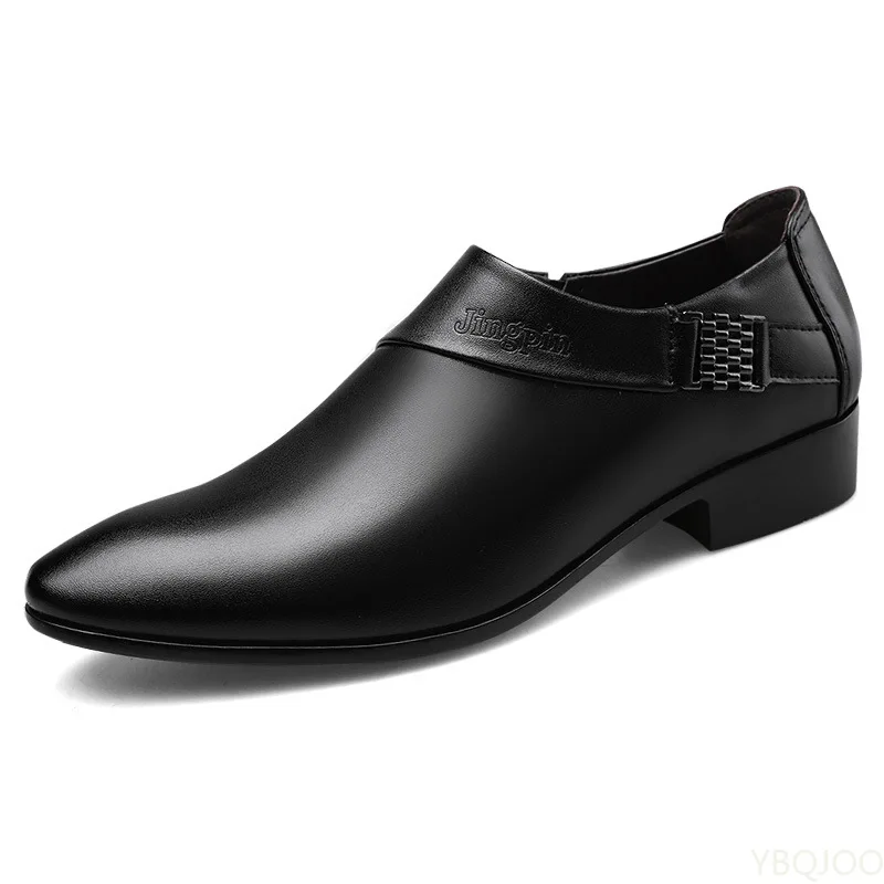 Men's Patent Leather Shoes Business Dress Shoes Elegant Gentleman Platform Leather Shoe Slip on Shoe Man Zapatos De Hombre