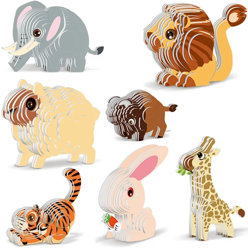 Animal Series 3D Paper Puzzle for Kids Dolphin Educational Montessori Toys Funny DIY Manual Assembly Three-dimensional Model Toy 5