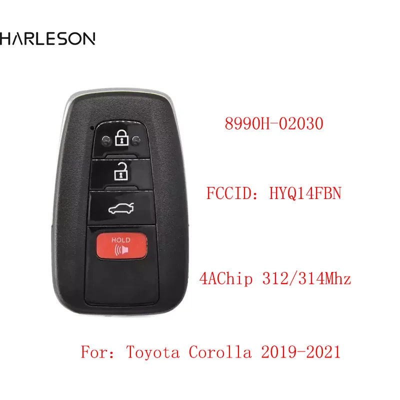 Original PCB Aftermarket Shell Toyota Corolla 2019-2021 Smart Remote Key 4 Buttons 312/314MHz 8990H-02030 8990H02030 HYQ14FBN aftermarket key shell for toyota corolla xei neo 2019 2021 smart remote key case hyq14fbn