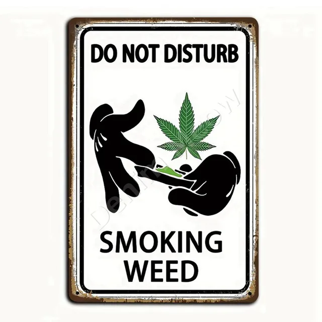 Keep Calm And Smoke Weed Metal Tin Sign - 12x8 Inch, Cannabis Leaf Design, Retro Wall Art For Home Or Bar