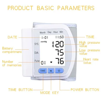 Digitlal Tensiometro Health Medical BP Sphygmomanometer Wrist cuff Digital Blood Pressure Monitor Heart Beat Rate Pulse Meter 2