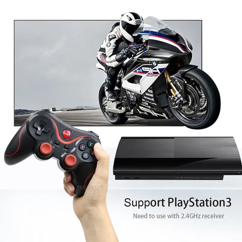 Wireless 3.0 Game Controller Terios T3/X3 For PS3/Android Smartphone Tablet PC With TV Box Holder T3+ Remote Support Bluetooth