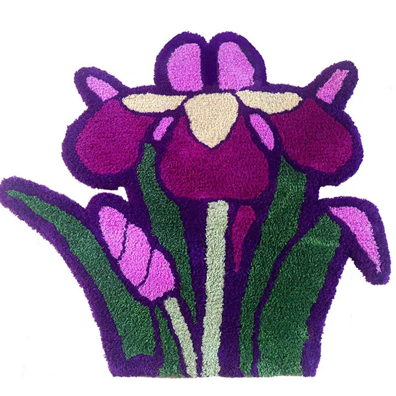 

Living Room Flower Shape Carpet Soft Tufted Orchid Bedroom Rugs Computer Chair Carpet Yoga Mat Non-slip Bathmat Doormat