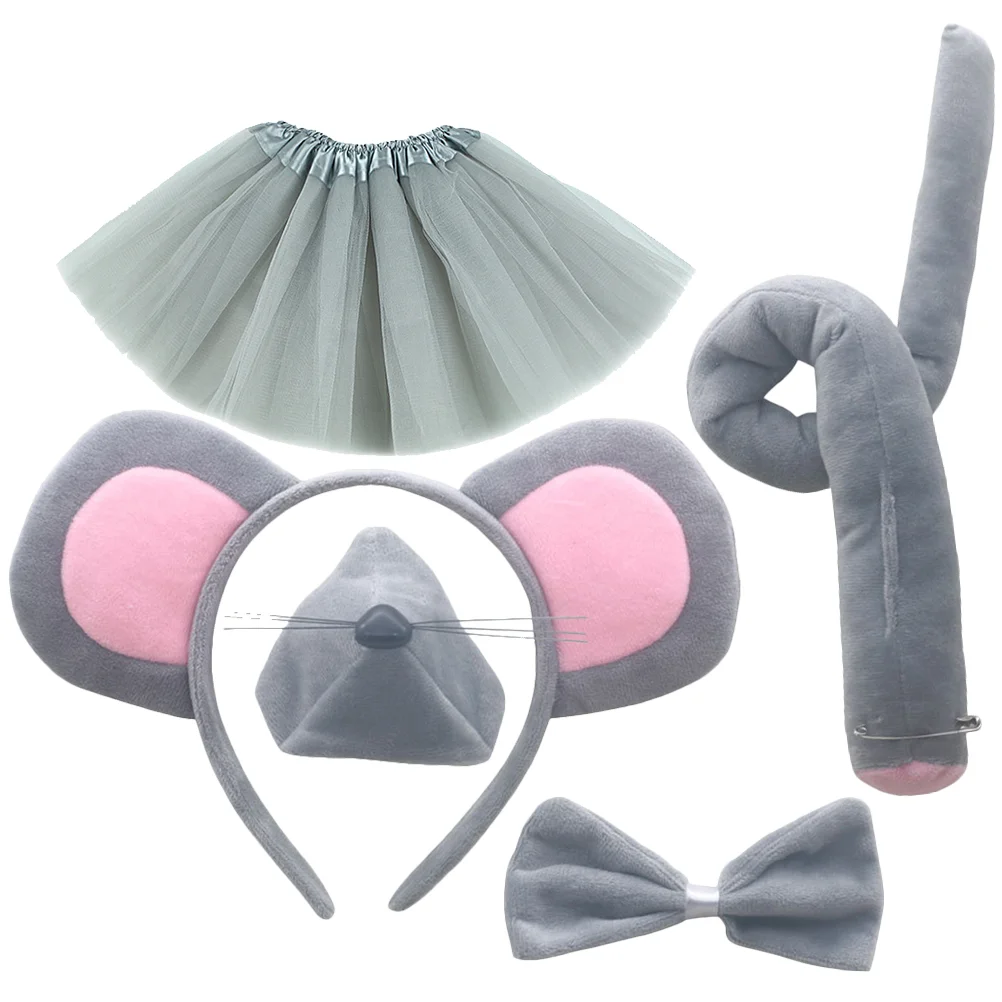 

1 Set Animal Fancy Dress Props Mouse Costume Accessories Ears Headband Tail Bowtie Kit