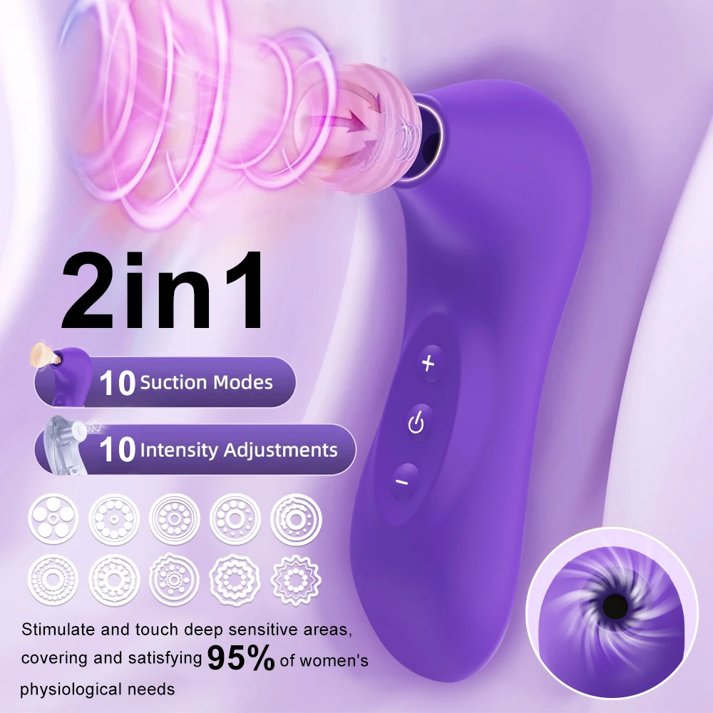 Vaikne nibude stimuleerija - lilla värvi, pehme ja ergonoomilise kujuga, mis pakub mitmeid imemisrežiime ja intensiivsuse seadistusi. Taust on heledates toonides, rõhutades seadme kaasaegset disaini.