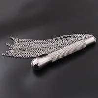 New Metal Alloy Chain Tassel Short Horse Riding Whip Crop Crystal Handle  2