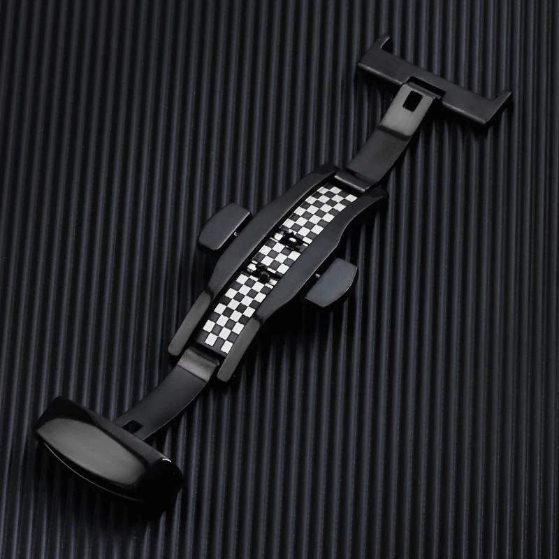 Elegant Fish Scale Pattern Stainless Steel Watch Strap Clasp with Butterfly Buckle Design