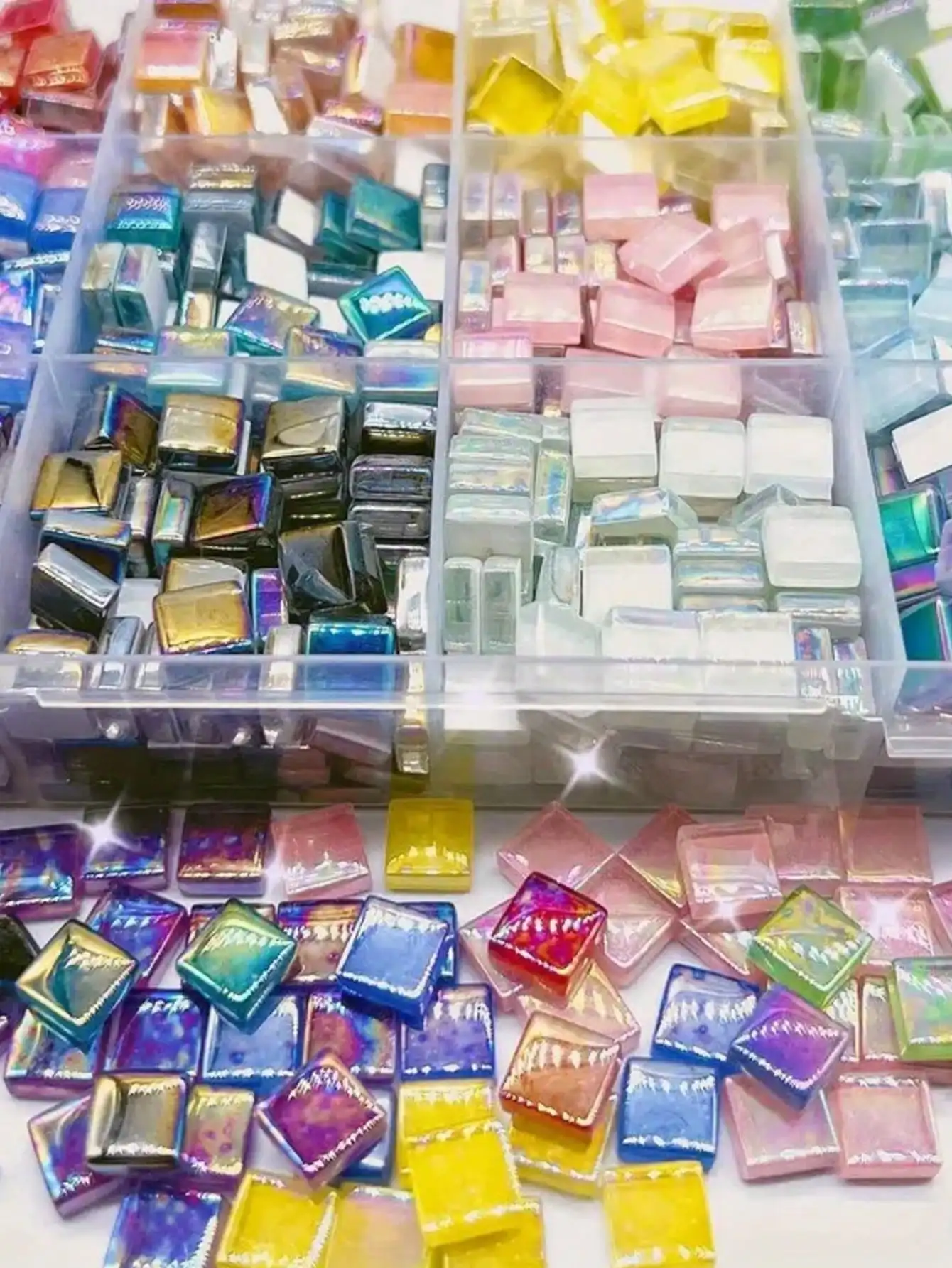 Crystal Mosaics Supplies Glass Mosaic Tiles DIY Mosaic Supplies 100pcs Rainbow Glass Mosaic Tiles for DIY Crafts and Handmade Projects Crystal Creative Materials Art Stone