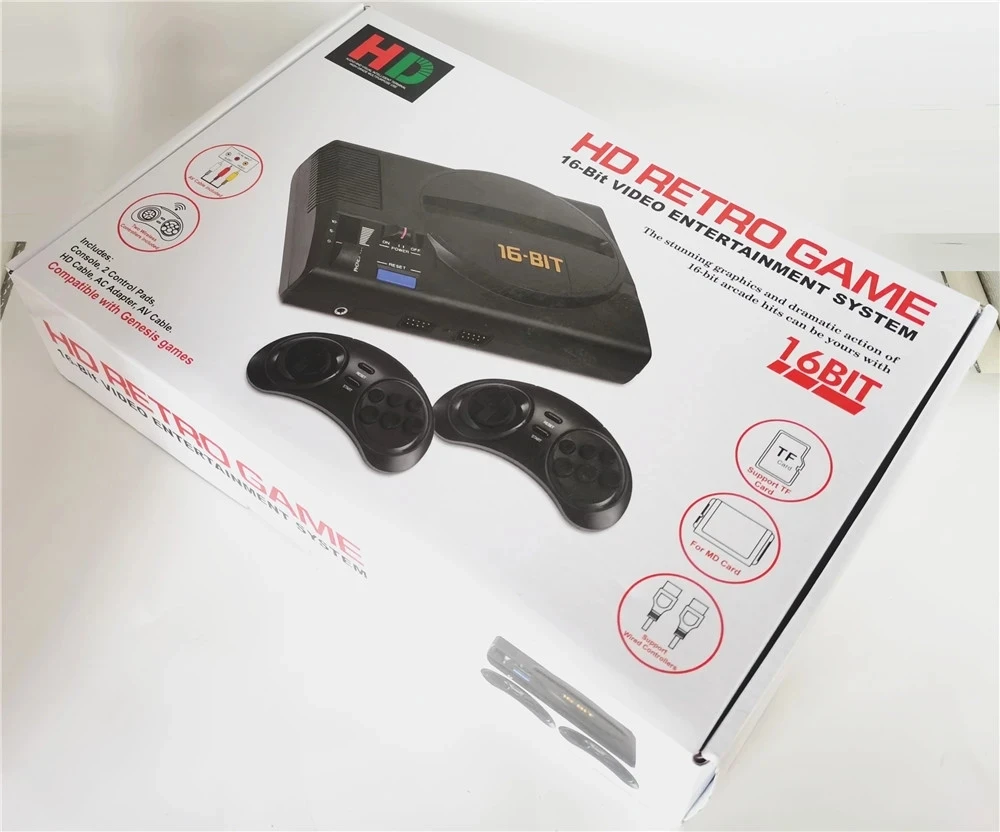 Hot 16 Bit Wireless Hd Retro Tv Console Per Videogiochi Per Genesis Per Megadrive Games Supporto Tf Card & Cartridge