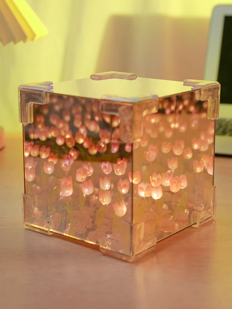 Cubo Di Rubik Specchio Tulipano Luce Notturna Fatta A Mano Fai Da Te Luce Notturna Materiale Fatto In Casa Confezione Regalo Creativo