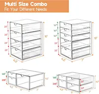 Makeup Drawer Storage Organizer with 16 Drawers, 4 Set Acrylic Office Desk Organization and Storage, Dustproof Drawer Organizer 2
