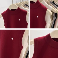 Sans manches tricoté couche de Base gilet décontracté tout-match couleur unie femmes débardeurs gilet Style coréen polyvalent mince haut court 5