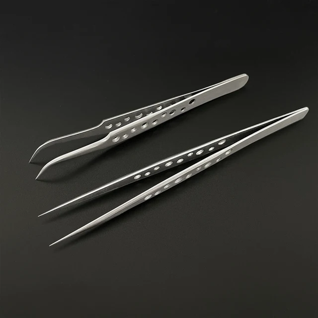 Industrial Tweezers Electronics Anti-static Curved Straight Tip Precision Stainless DIY Hand Tools Sets Forceps Phone Repair 3