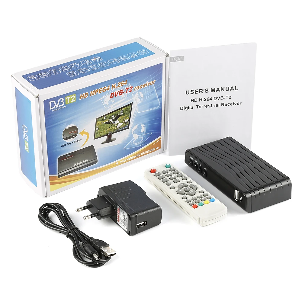 Cyfrowy odbiornik satelitarny kompatybilny z HDMI dvb-t2 TV, pudełko VGA/AV Tuner konwerter Combo