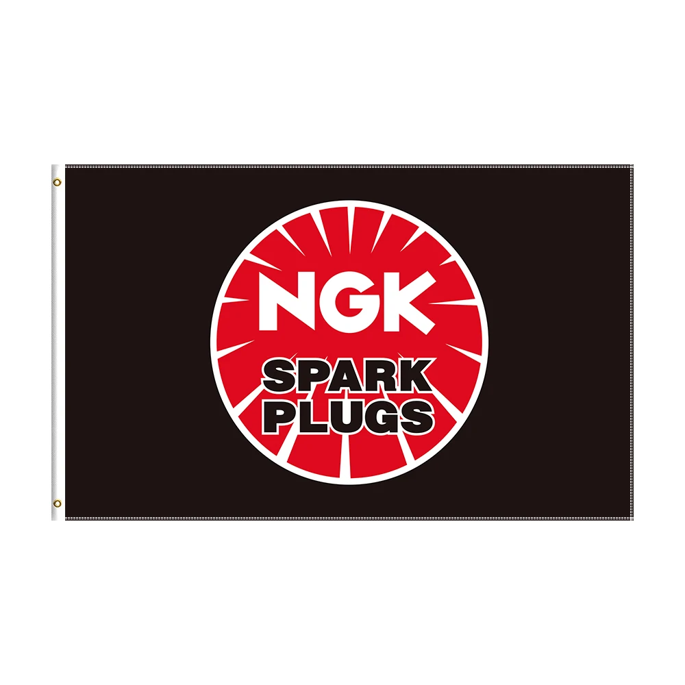

3x5 Ft Ngk Spark Plugs Flag Polyester Printed Car Racing Banner For Decor