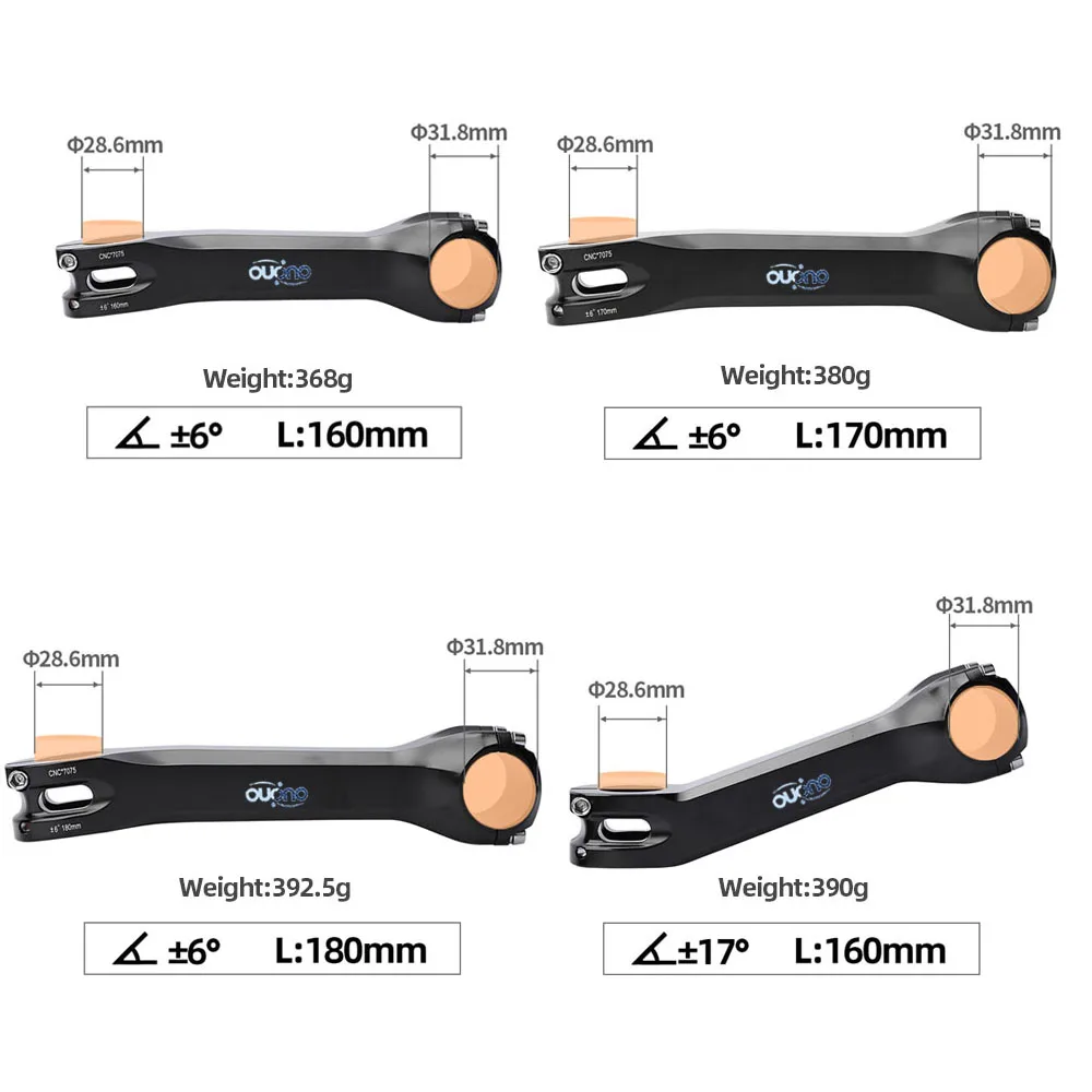 OUO CNC-Vorbau 7075 Aluminium MTB-Fahrradtisch zum Mitnehmen 31,8 langer Fahrradvorbau 6/17 Grad Fahrradlenkervorbau Downstem 160/170/180 mm – Detail 7