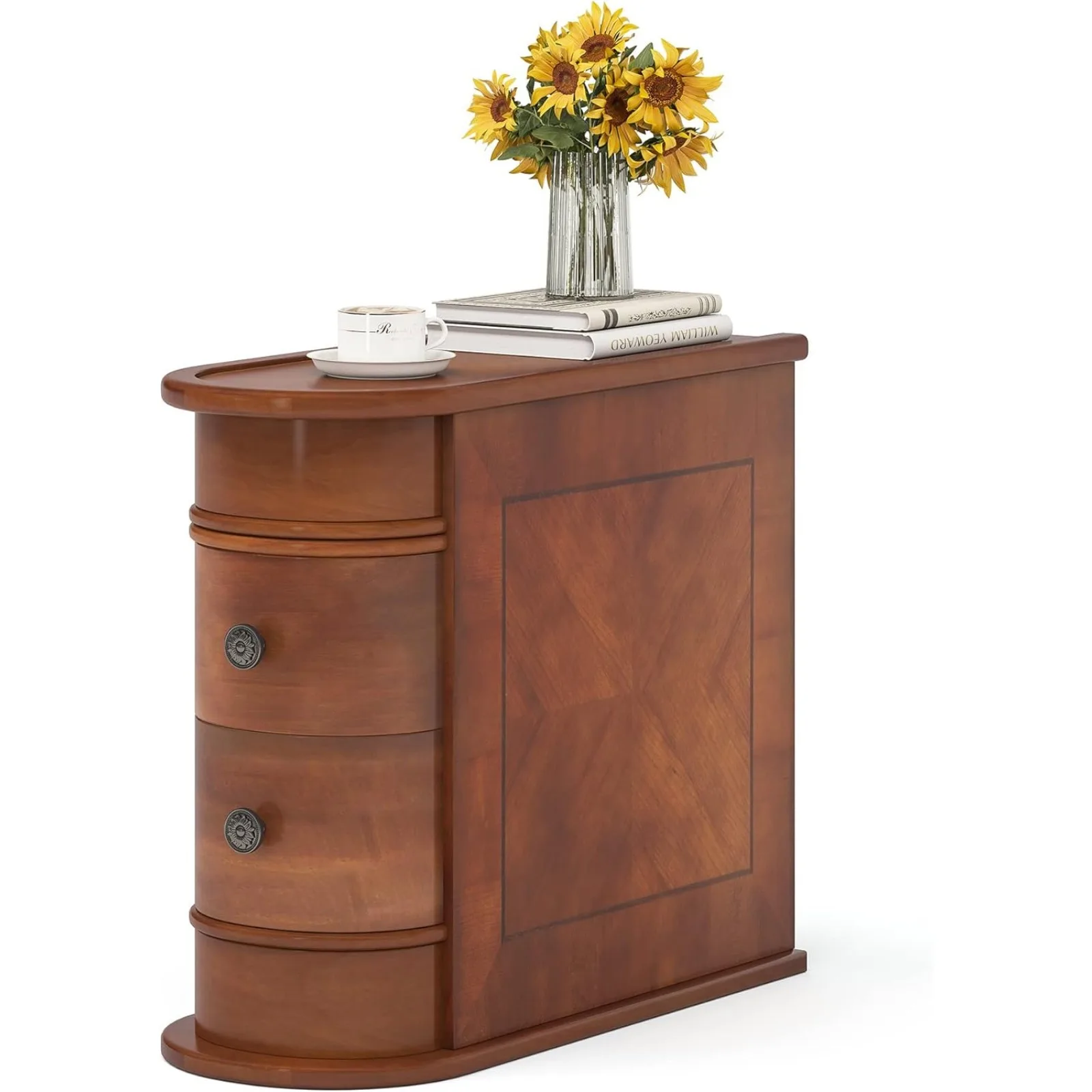 Description Picture 5 of itemUS End Table Set of 2, No Assembly Required Wood End Table with 2 Drawers, Sofa Side Table for Living Room, Vintage Slim