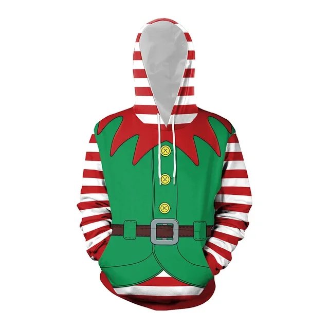 Elk Christmas Hoodies for Women Men 3D Print Hooded Pullover Casual Loose Streetwear Party Sweatshirt Pocket Oversized Clothes