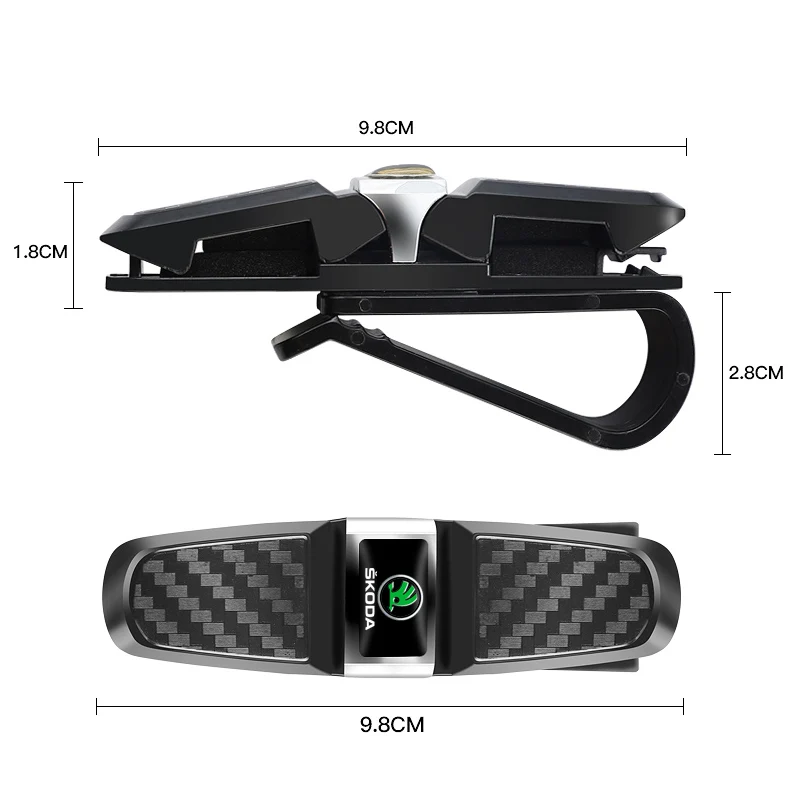 1Pcs 자동차 선 바이저 선글라스 티켓 카드 클램프 Skoda Octavia Rapid Fabia Kodiaq Karoq Superb 용 자동 인테리어 액세서리
