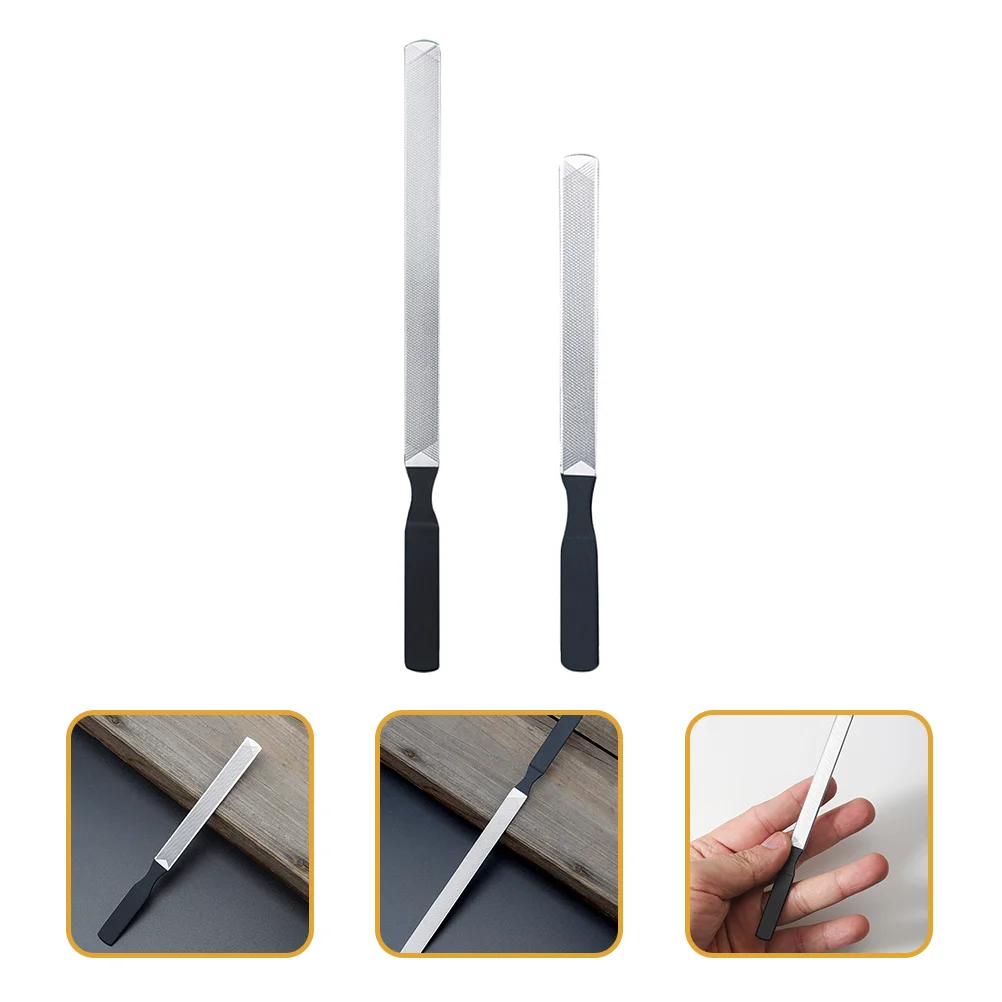 

2 Pcs Stainless Steel Nail File Files Manicure Tools Glass Metal For Natural Nails Care Trimming