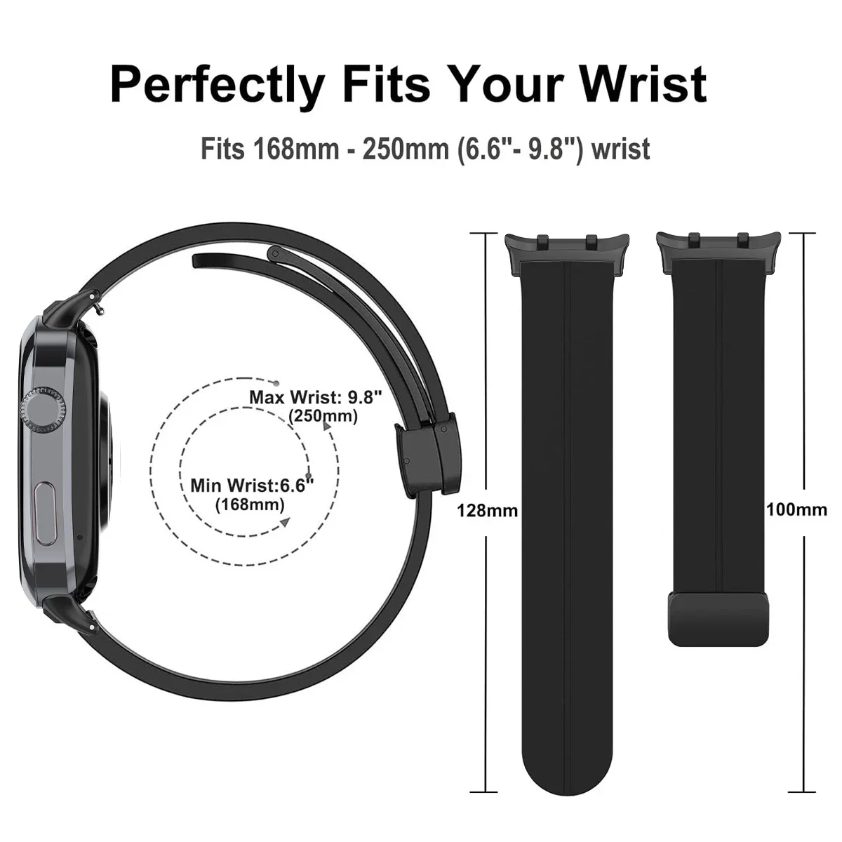 Silicone Sports Band with Magnetic D Buckle and PC Hollow Case - Universal Fit Bracelet