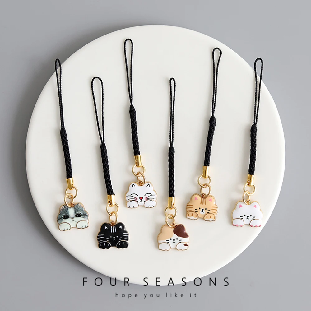 Cute Mini Cat Smart Phone Strap Cordini Per Iphone/Samsung/Xiaomi/Huawei Custodia Per Cellulare Cinturino Chiave Hang Rope Phone Charms
