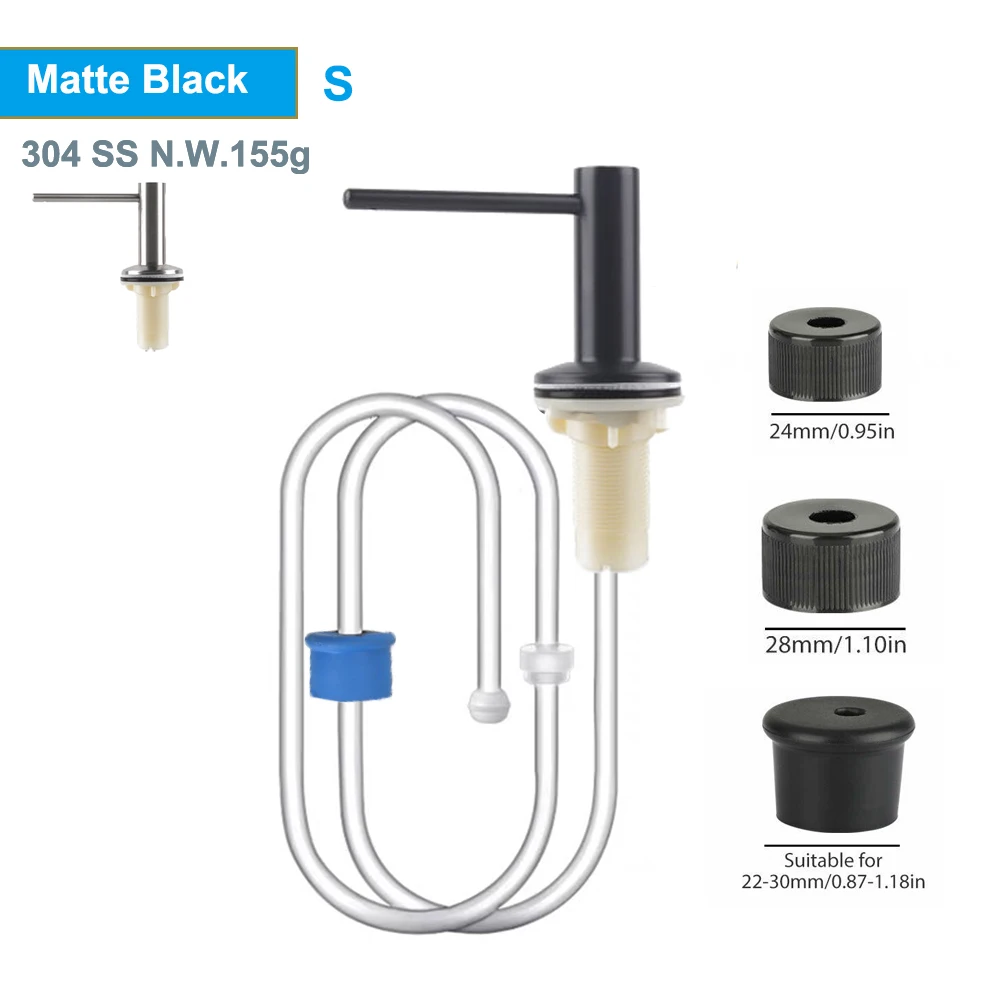 Slim Metal Head Liquid Soap Dispenser Kitchen Sink Bathroom Under Counter Lotion Holder Pump Dish Wash Detergent Silicone Tube