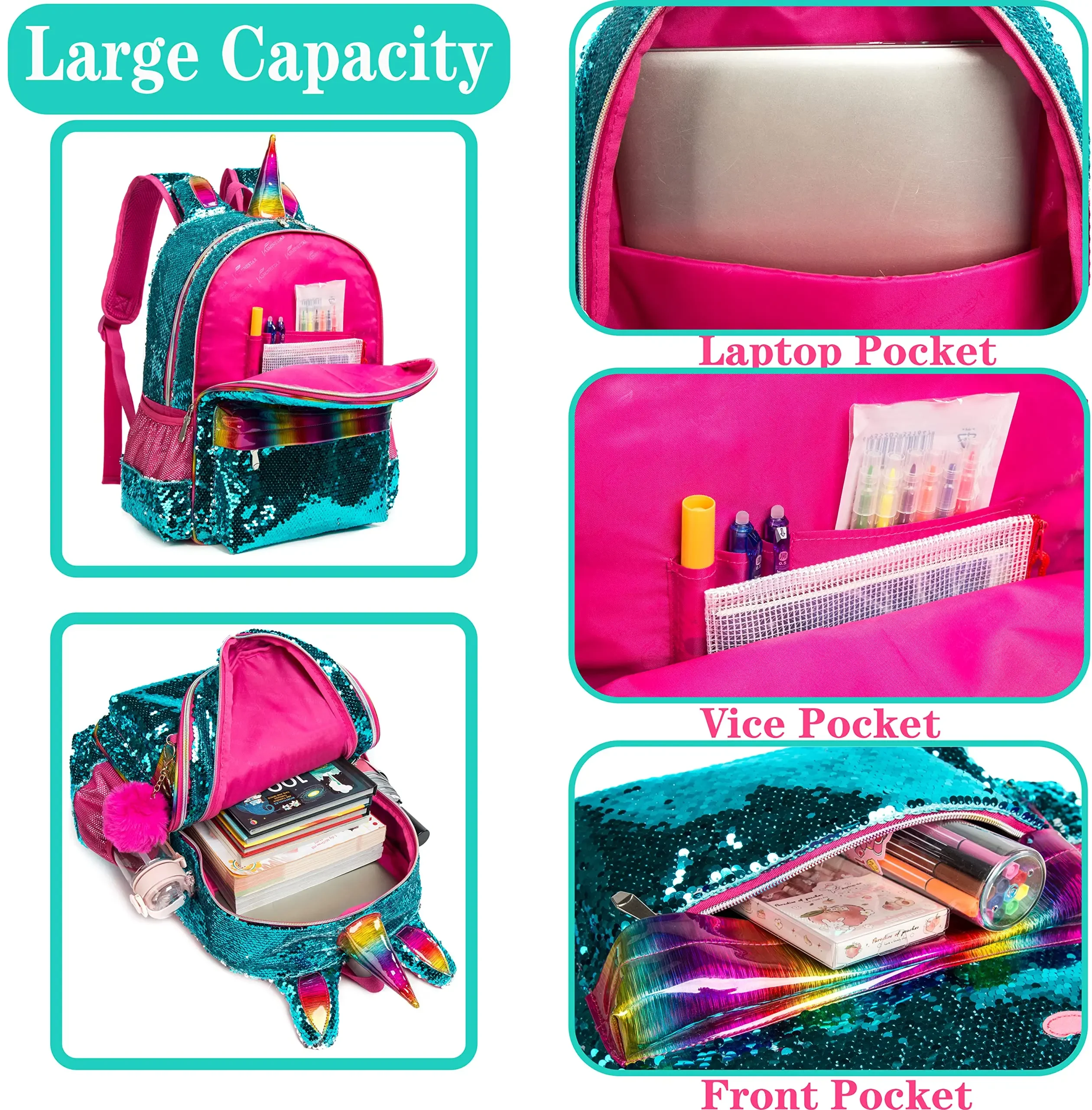 BIKAB Kids Backpack  School Bags  Backpack for Girls  Unicorn Backpacks for Girls  Kawaii Backpack  School Bags for Girls