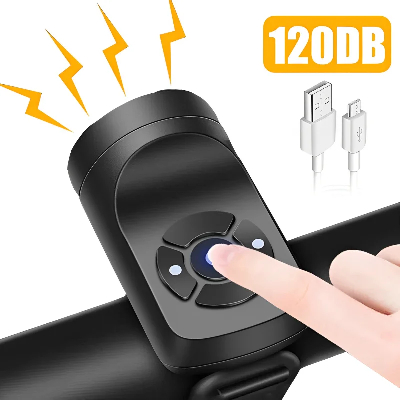 Bicycle Electric Horn Black Usb Rechargeable Bicycle Cycling Bell
