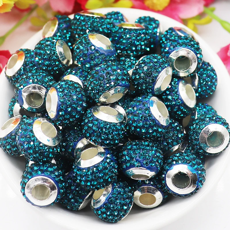 

20Pcs 14mm Big Round Loose Color Crystal Rhinestone Beads with 5mm Large Hole Fit Pandora Bracelet Bangle Necklace Earrings DIY