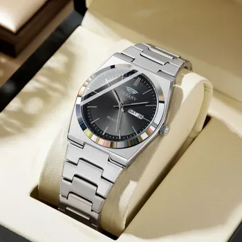 Orologio da uomo, orologio al quarzo alla moda con calendario sottile in acciaio inossidabile