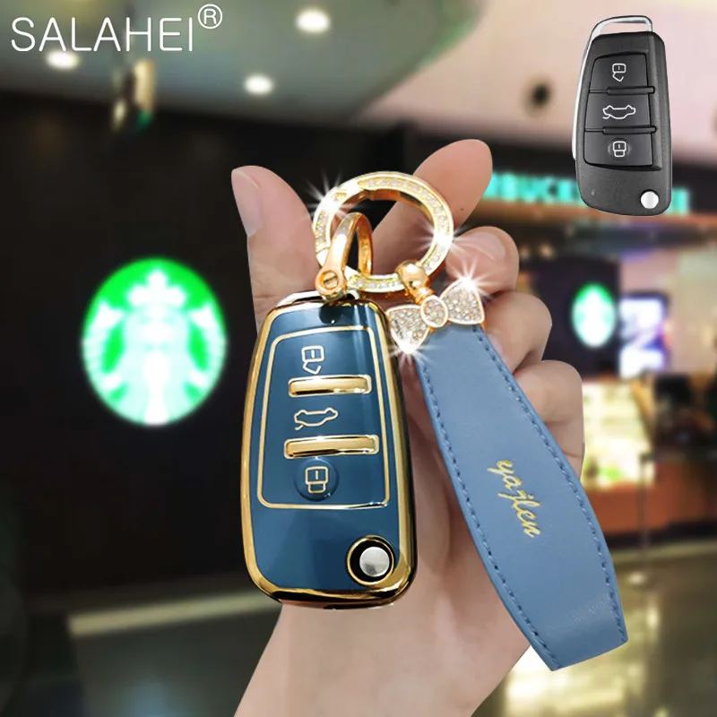 

TPU Car Key Case Cover Protection Shell For Audi A1 A3 A4 8V A5 8L 8P B8 B9 8T Q3 8U Q5 Q7 TTS Auto Car Accessories Keychain