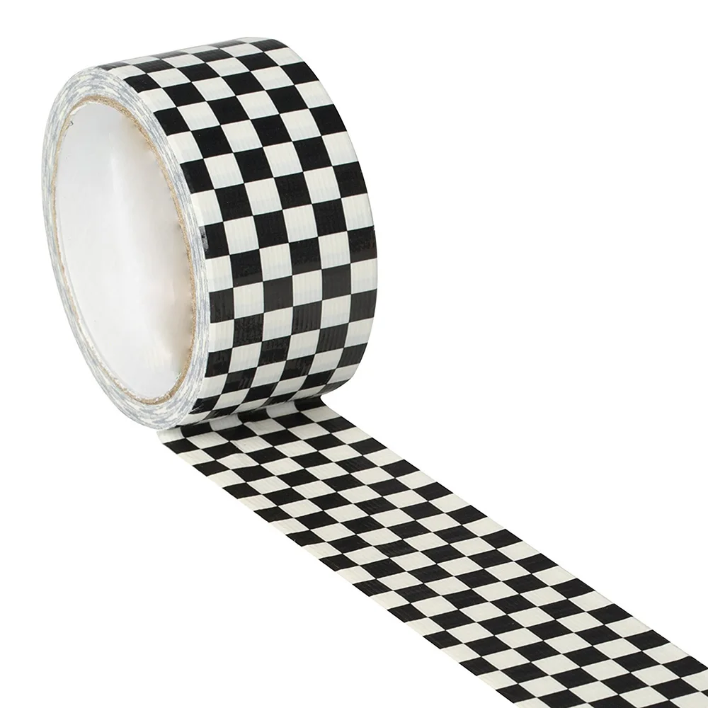 

100m Black and White Checkered Decoration Tape Race Car Flag Birthday Accessories Adhesive Gift Boxes Tape Racing Decor