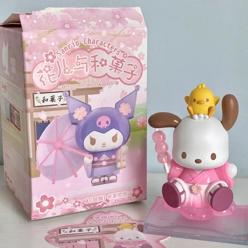 

Original Sanrio Blind Box Anime Figure Kuromi My Melody Cinnamoroll Action Figurines Blossom Model And Wagashi Series Girls Toys