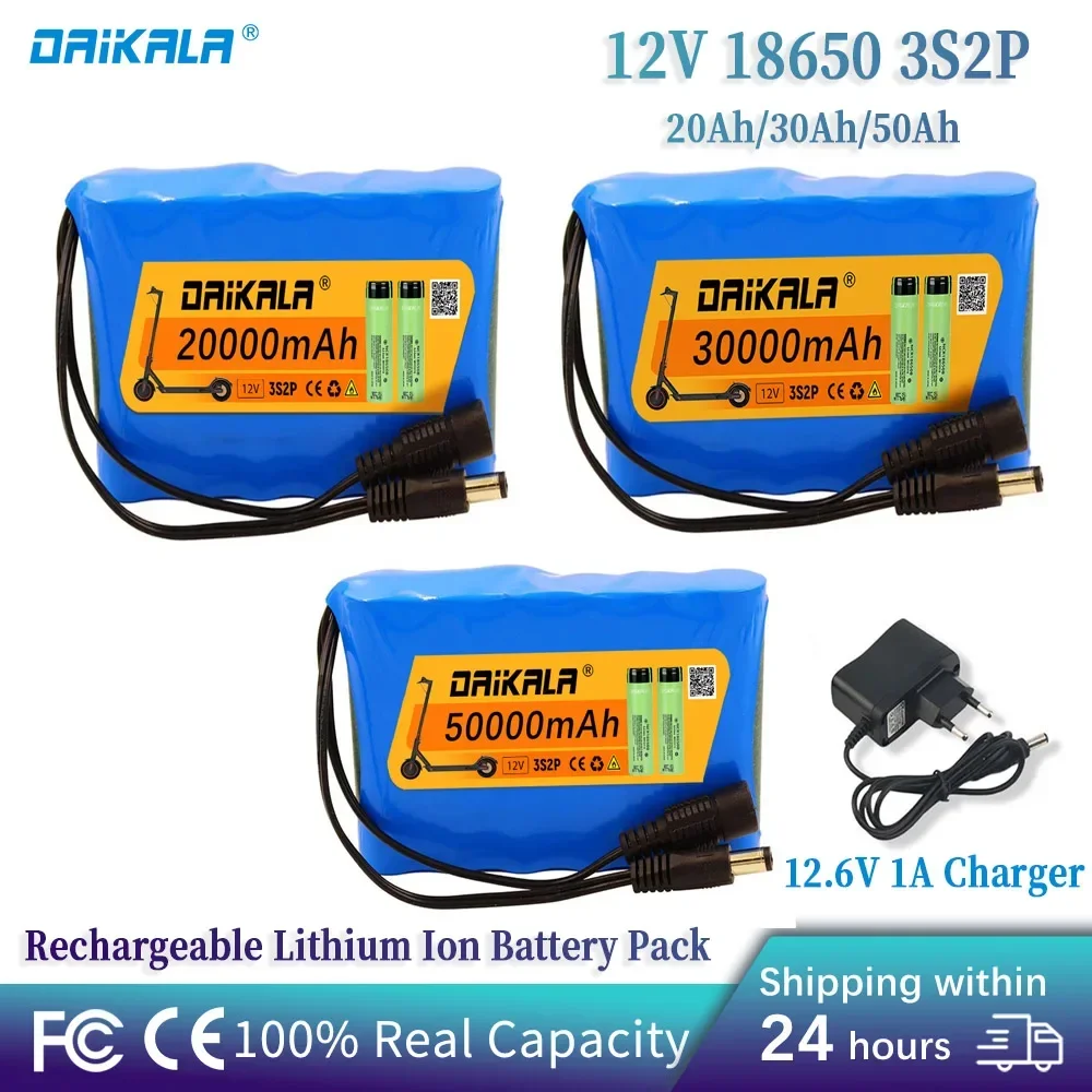 12V-20Ah-30Ah-50Ah-Rechargeable-Lithium-Ion-Battery-Pack-Capacity-DC-12 ...