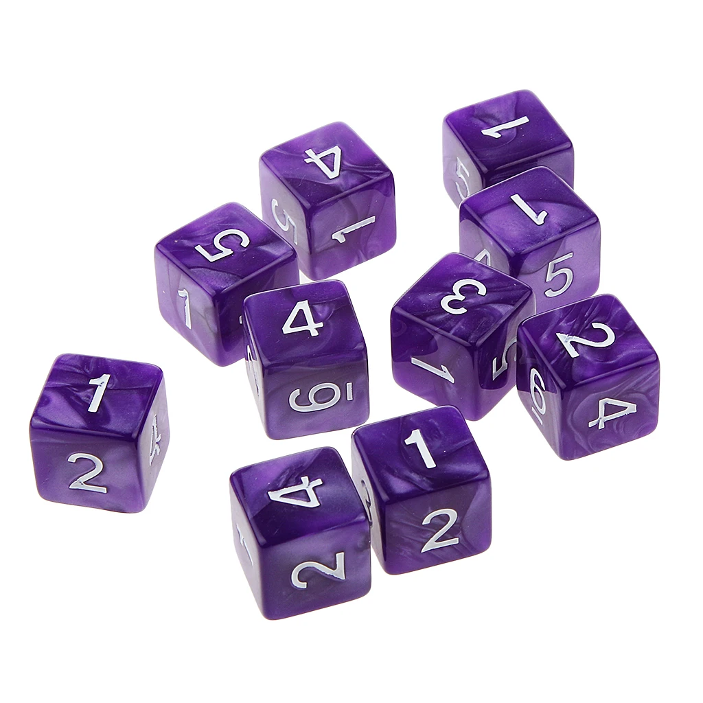Six Sided Dice D6 Dice White Numbers Playing Party Board Dices Set TRPG Lovers Role-playing Board Game 10 Pcs