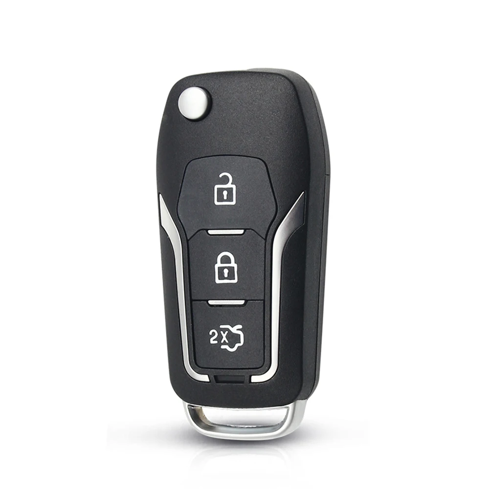 Enhanced Flip Folding Remote Control Car Key Shell Case - 3 Button Fob Replacement for Ford