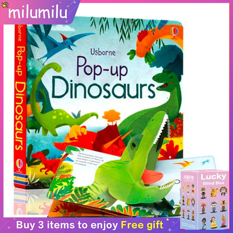 

MiluMilu Usborne 3D Original Children Popular Books Peep Inside Pop Up Dinosaurs Board Book Colouring English Activity Story