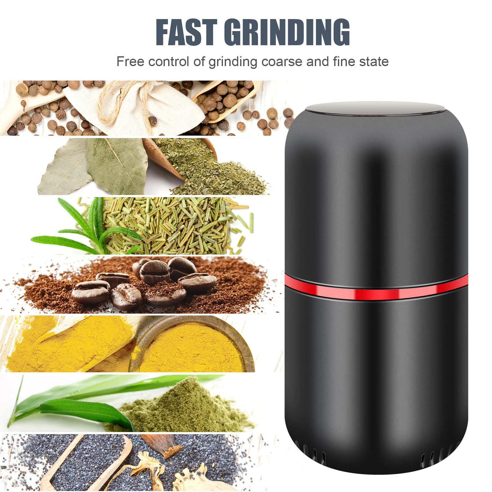 Coffee Grinder One Touch Push-Button Herb Grinder large capacity fast  Electric Spice Herb Coffee Grinder with Pollen Catcher - AliExpress