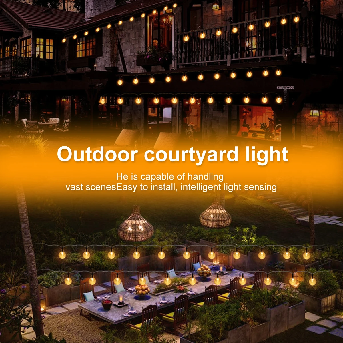 Solar-Powered Waterproof Crystal Globe String Lights - 60 LED Outdoor Garden Decor with 8 Lighting Modes