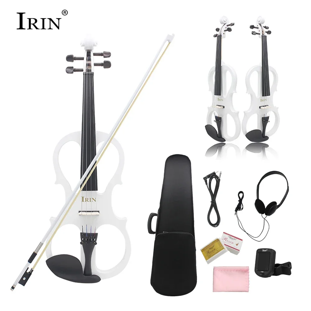 IRIN Violin Electric Professional 4/4 Electroacoustic Violin for Beginner Electric Silent with Bow Headphone Tuner Parts