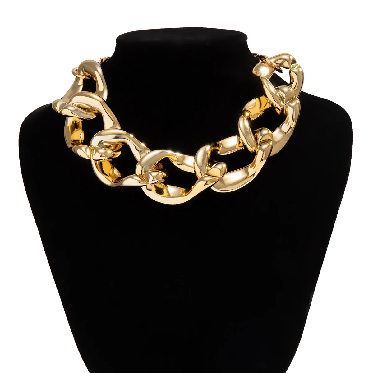Nuove collane girocollo con catena a maglie cubane Collana con colletto a catena in acciaio inossidabile color oro largo e grosso per gioielli da uomo e donna  36