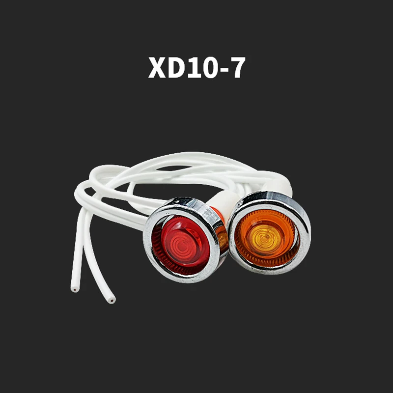 Spia Luminosa LED XD10-6, 6 Fori, 10mm, Impermeabile, 3V-220V AC/DC