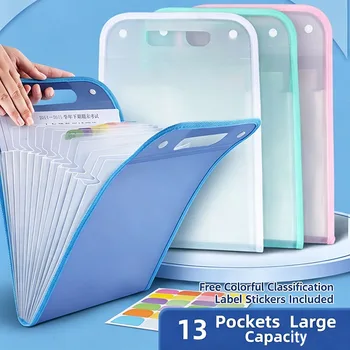 Cartella Portadocumenti Espandibile A4 con 13 Scomparti, Organizzatore in Plastica per Documenti, Borsa Portaoggetti Portatile per Ufficio, Scuola e Studenti
