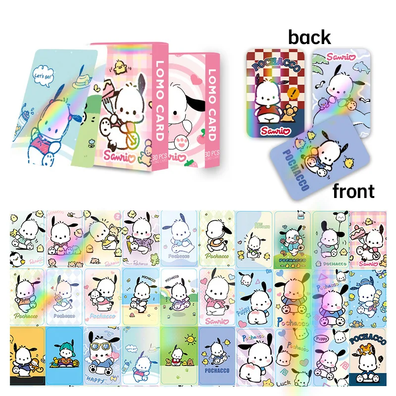 

Sanrio Cute Pochacco Flash Card Double-sided 30 Anime Peripheral Boxed Collection Cards Toys Gifts Kids Gifts