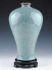 Jingdezhen ceramic ware, celadon glaze, crack, antique vase, open piece, official kiln, plum vase, retro home craft, decoration, 1
