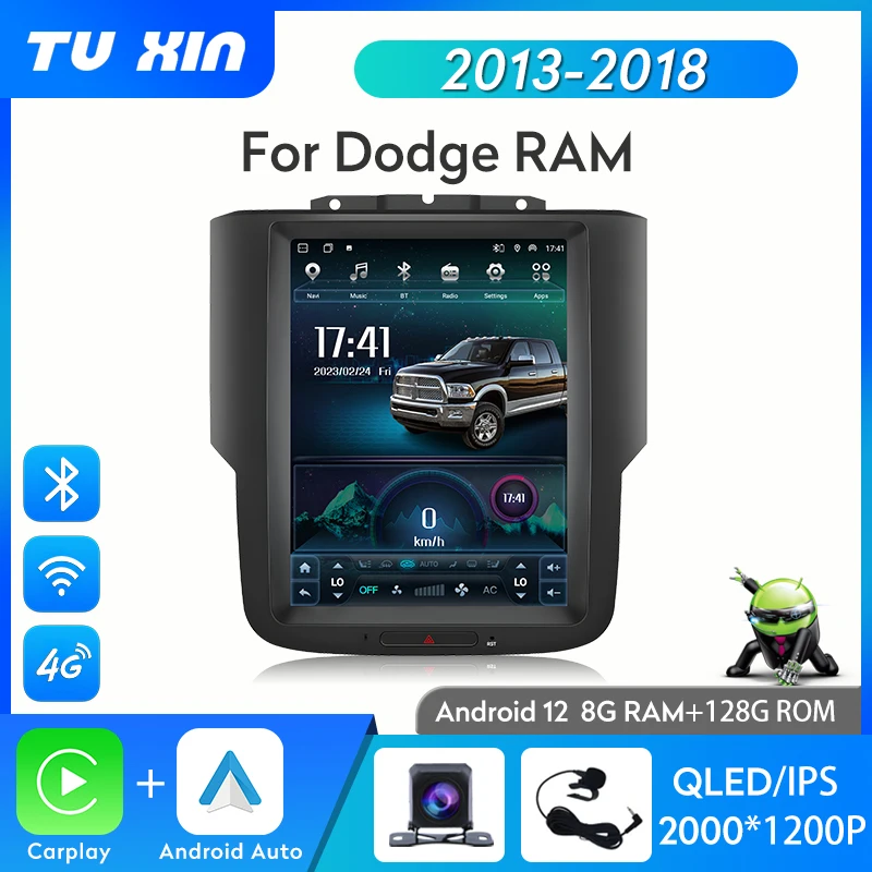 

Car Multimedia Player For Dodge RAM 2013-2018 Android 12 Carplay Andriod Auto Wifi Bluetooth GPS Navigation Car Radio 2 Din