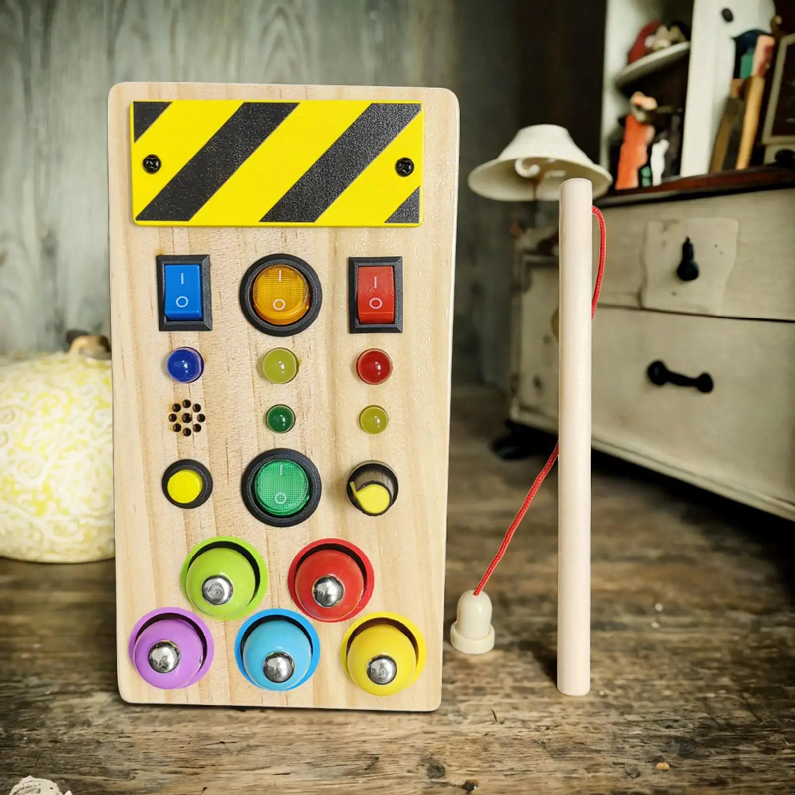 

Activity Board Switch Toy with Buttons to Push Basic Skill Sensory Toy Educational Busy Board for Kids Boys Girls Birthday Gifts